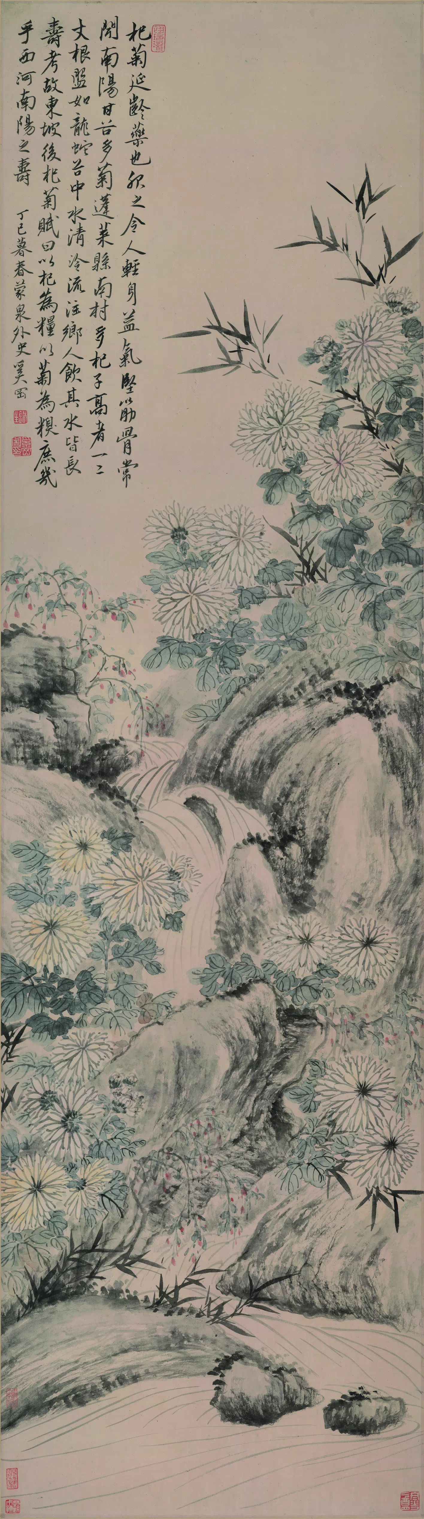 清代【奚冈】《竹菊图轴》