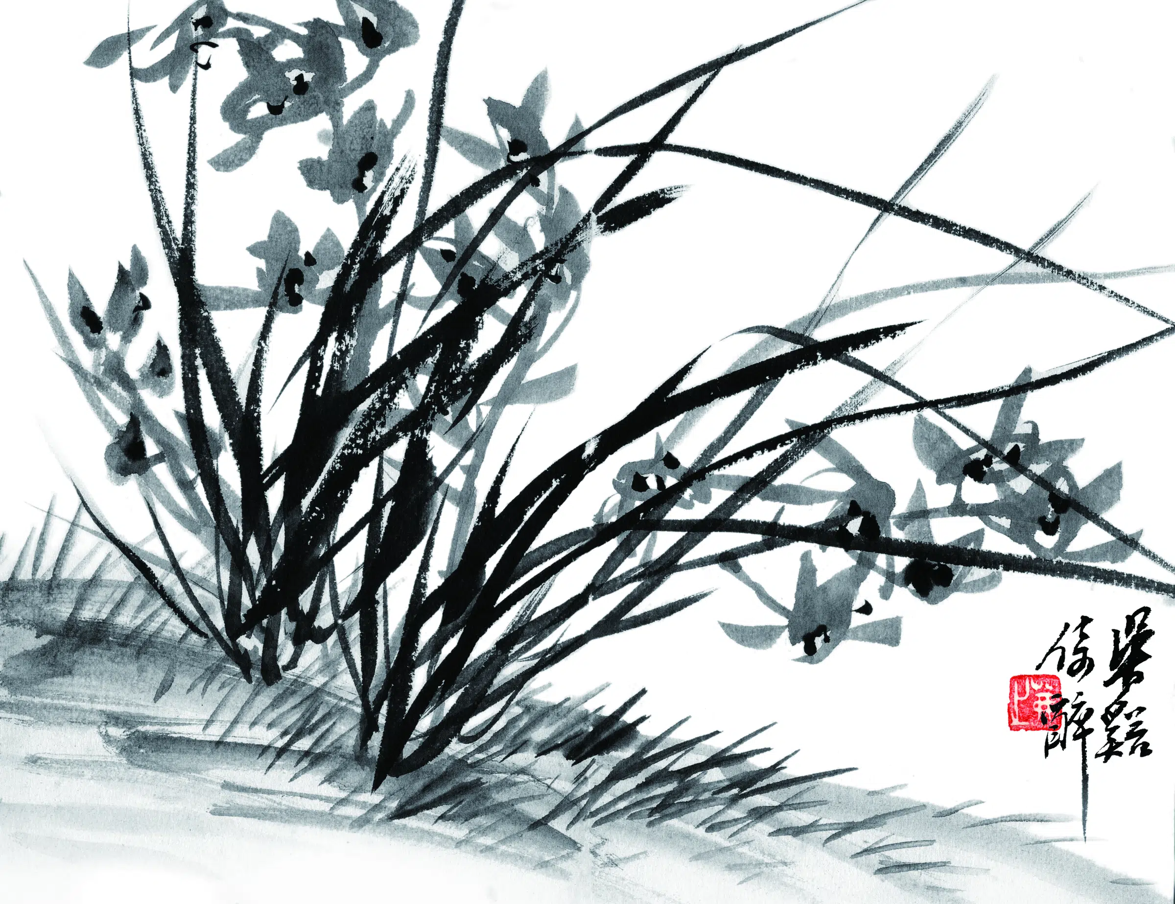 近现代【吴茀之】《小品-兰花-3》