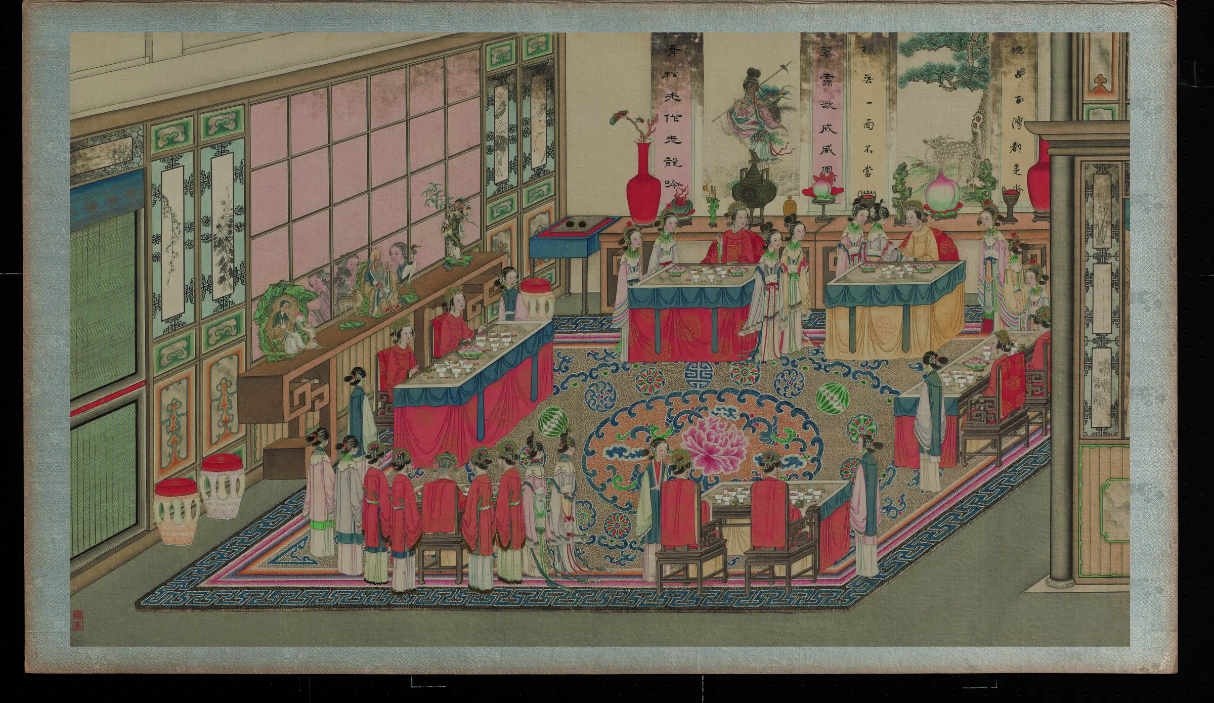 【孙温】《红楼梦画册绢本-贾府贾母八旬大庆》 第1张