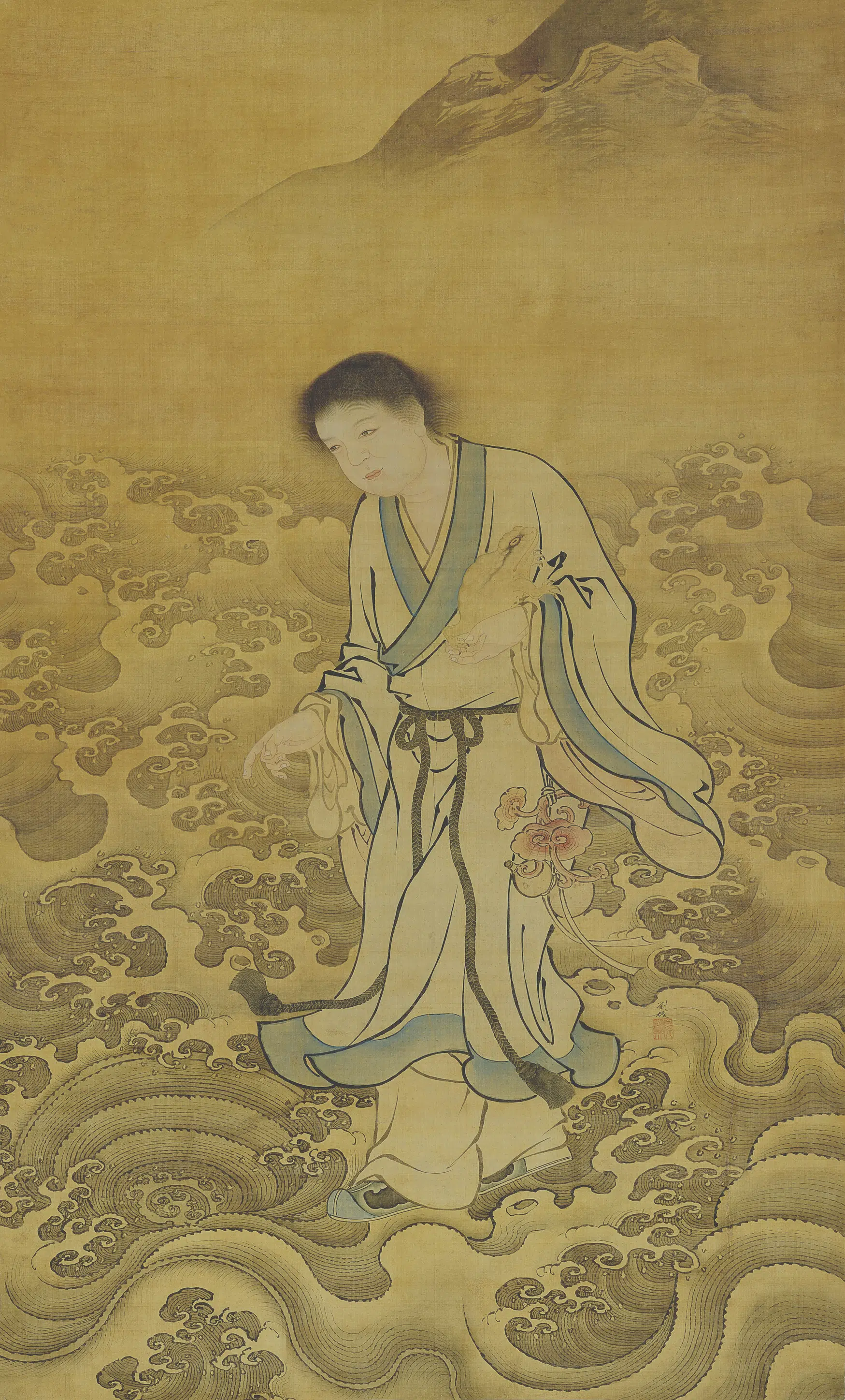 明朝【商喜】《过海图轴(绢本)》
