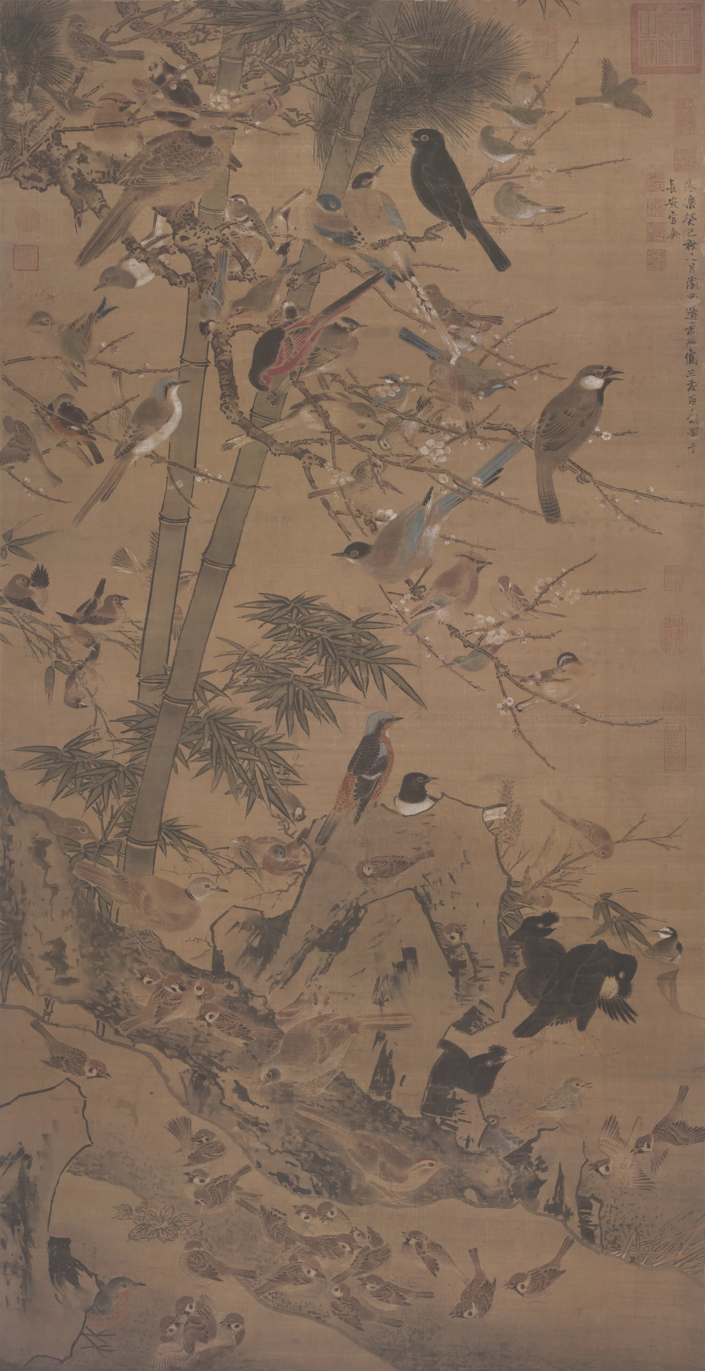 明朝【边文进】《三友百禽图》