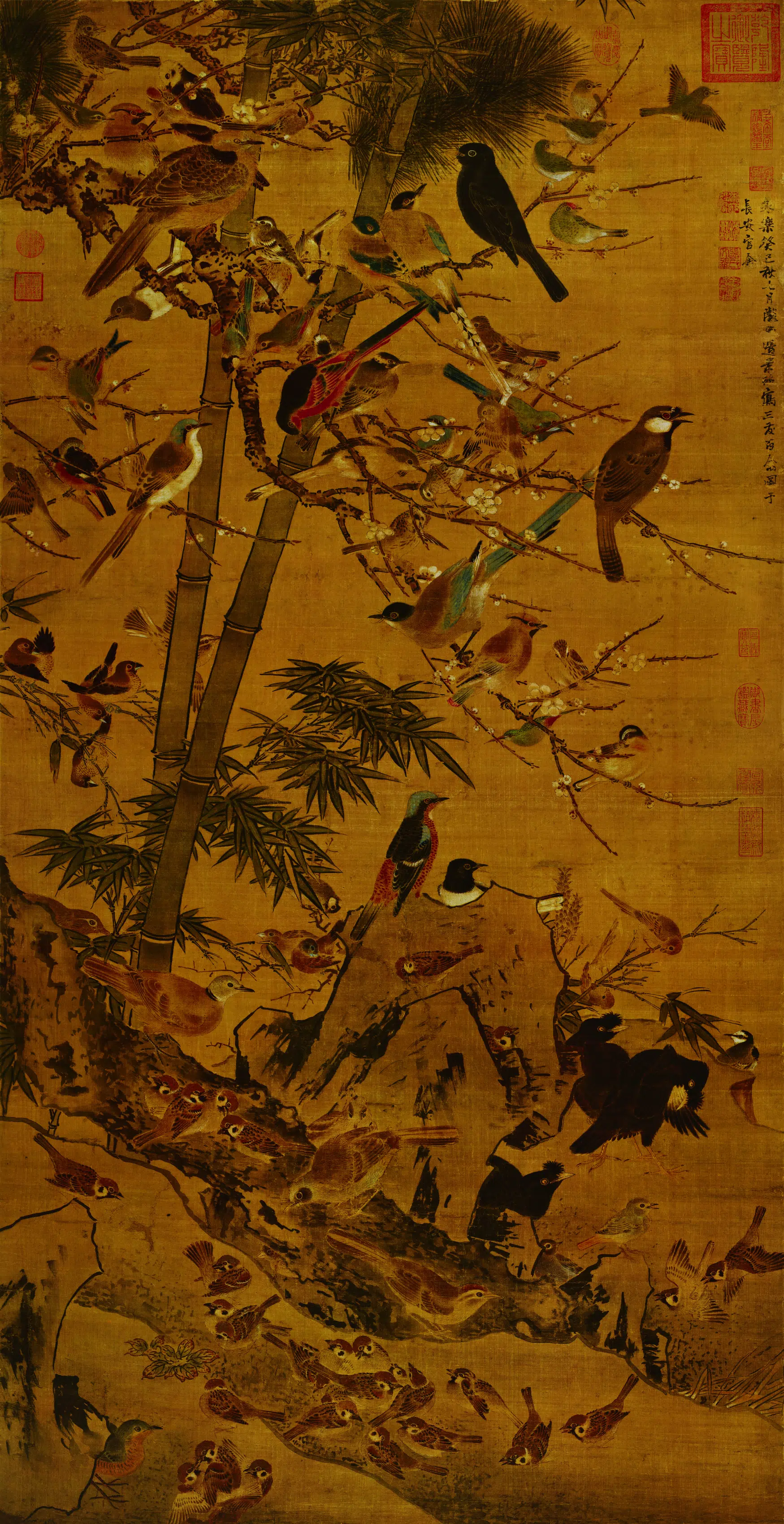 明朝【边景昭】《三友百禽图》