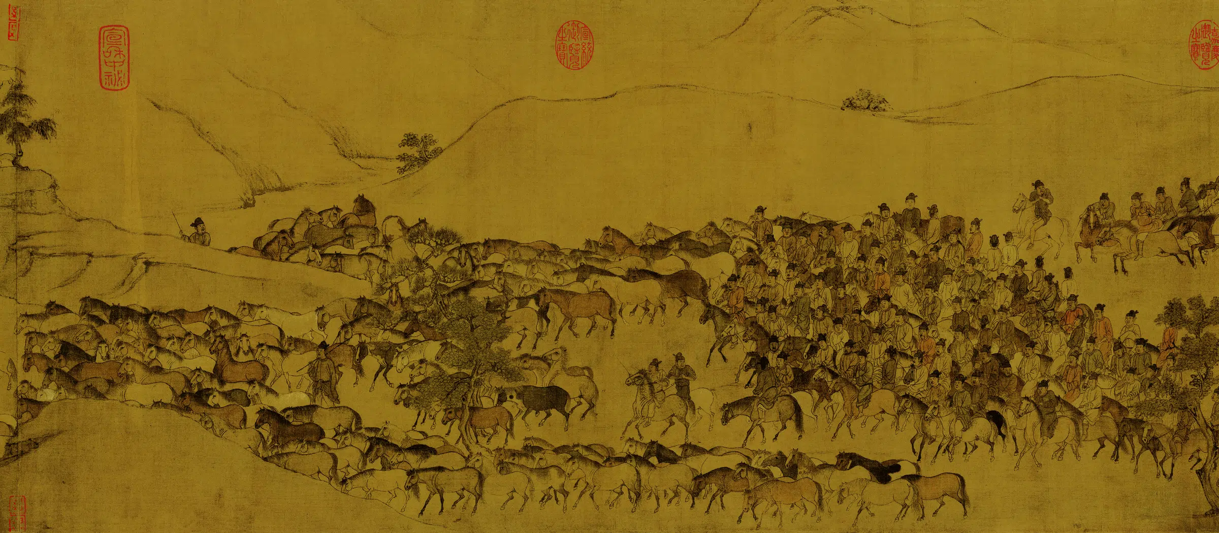 北宋【李公麟】《临韦偃牧放图卷(绢本)》 第3张 北宋【李公麟】《临韦偃牧放图卷(绢本)》 第3张