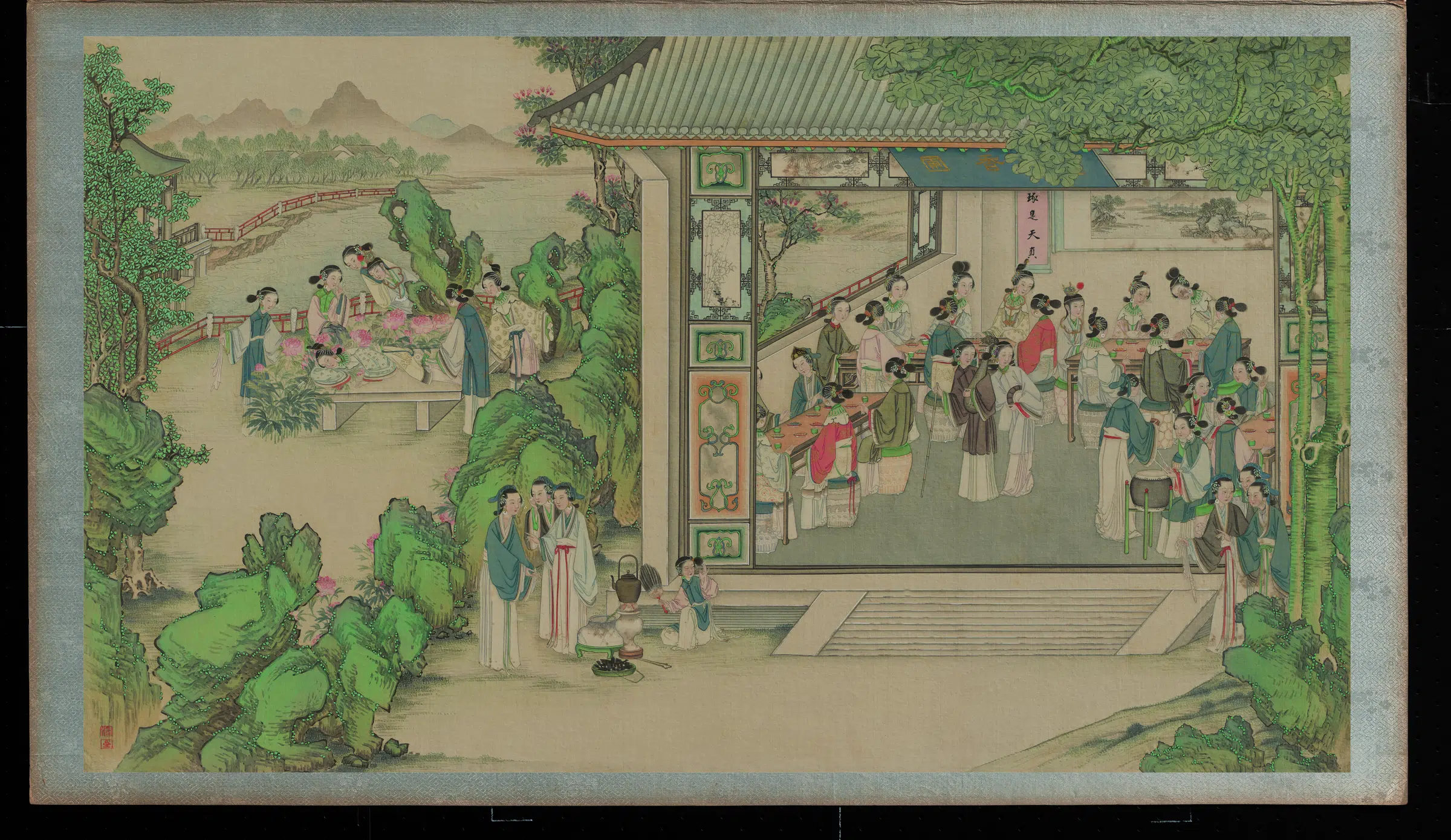 【孙温】《红楼梦画册绢本-憨湘云醉眠芍药绸》 第1张
