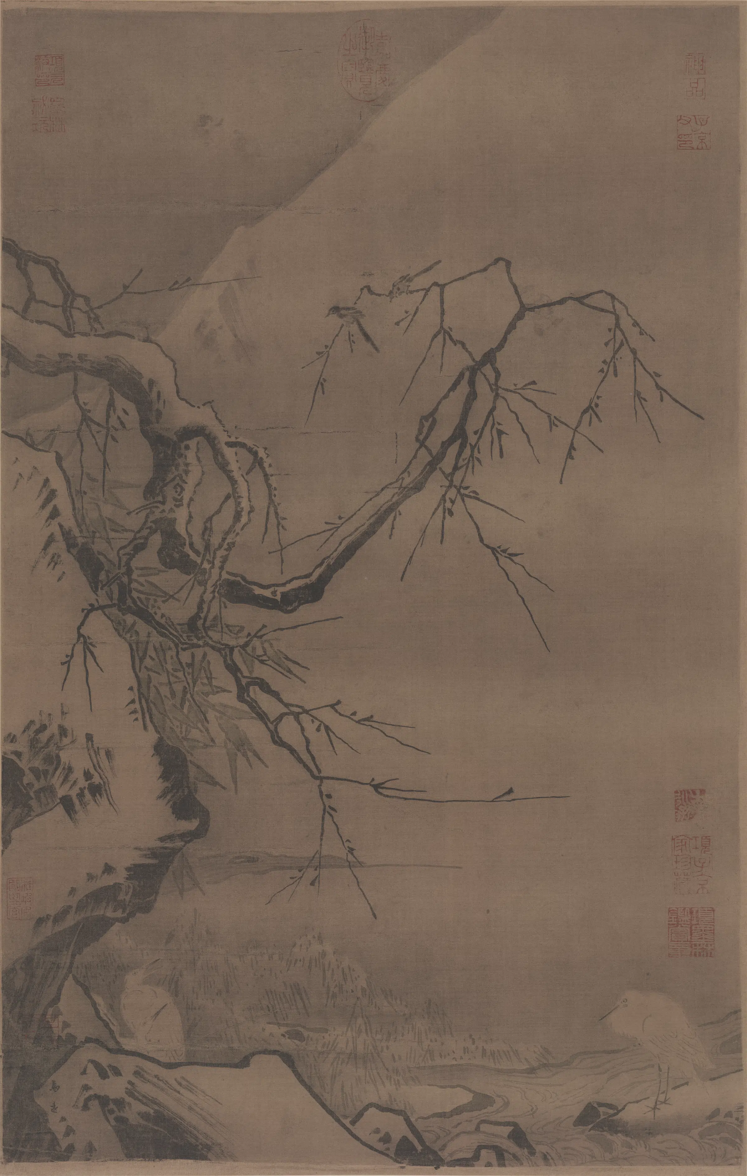 南宋【马远】《雪滩双鹭图》