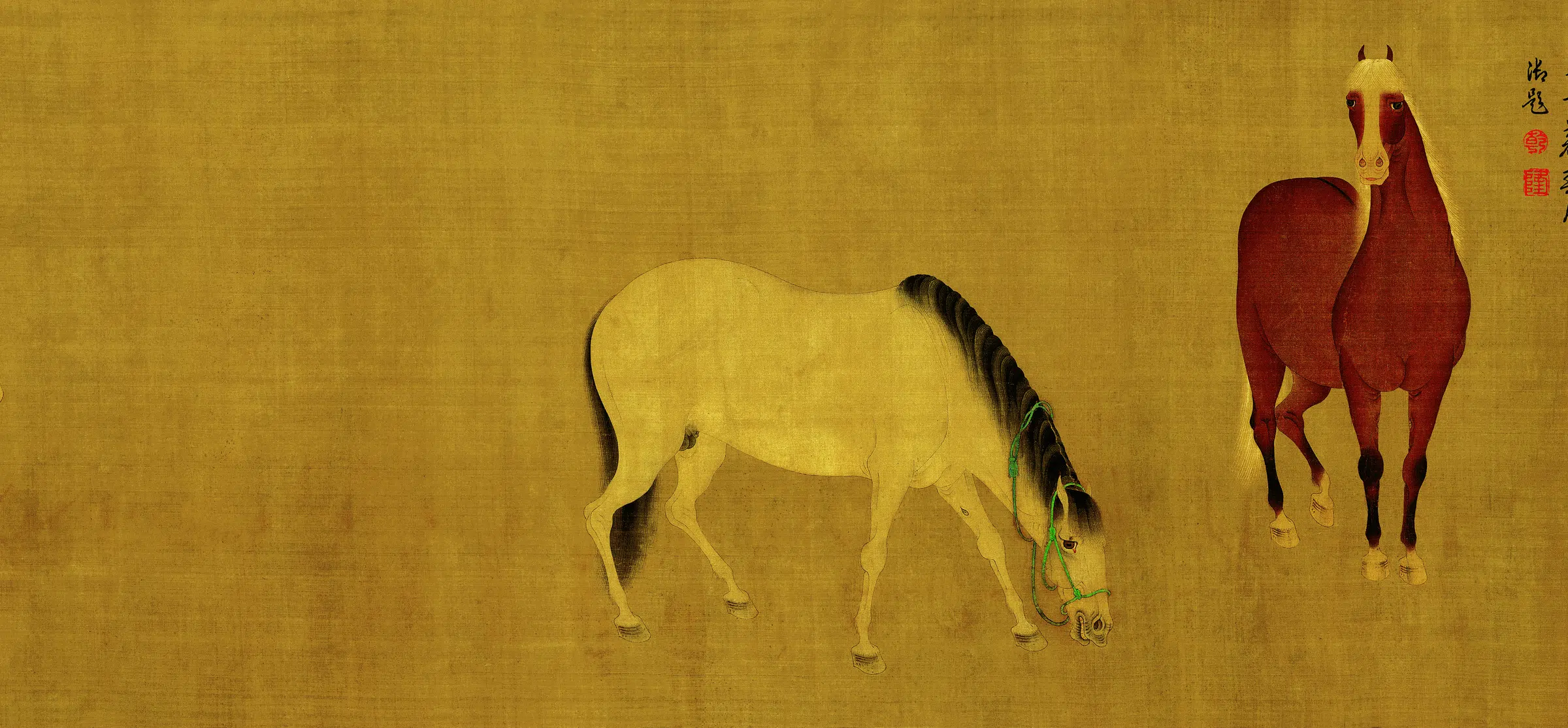 元代【任仁发】《出圉图绢本》 第2张
