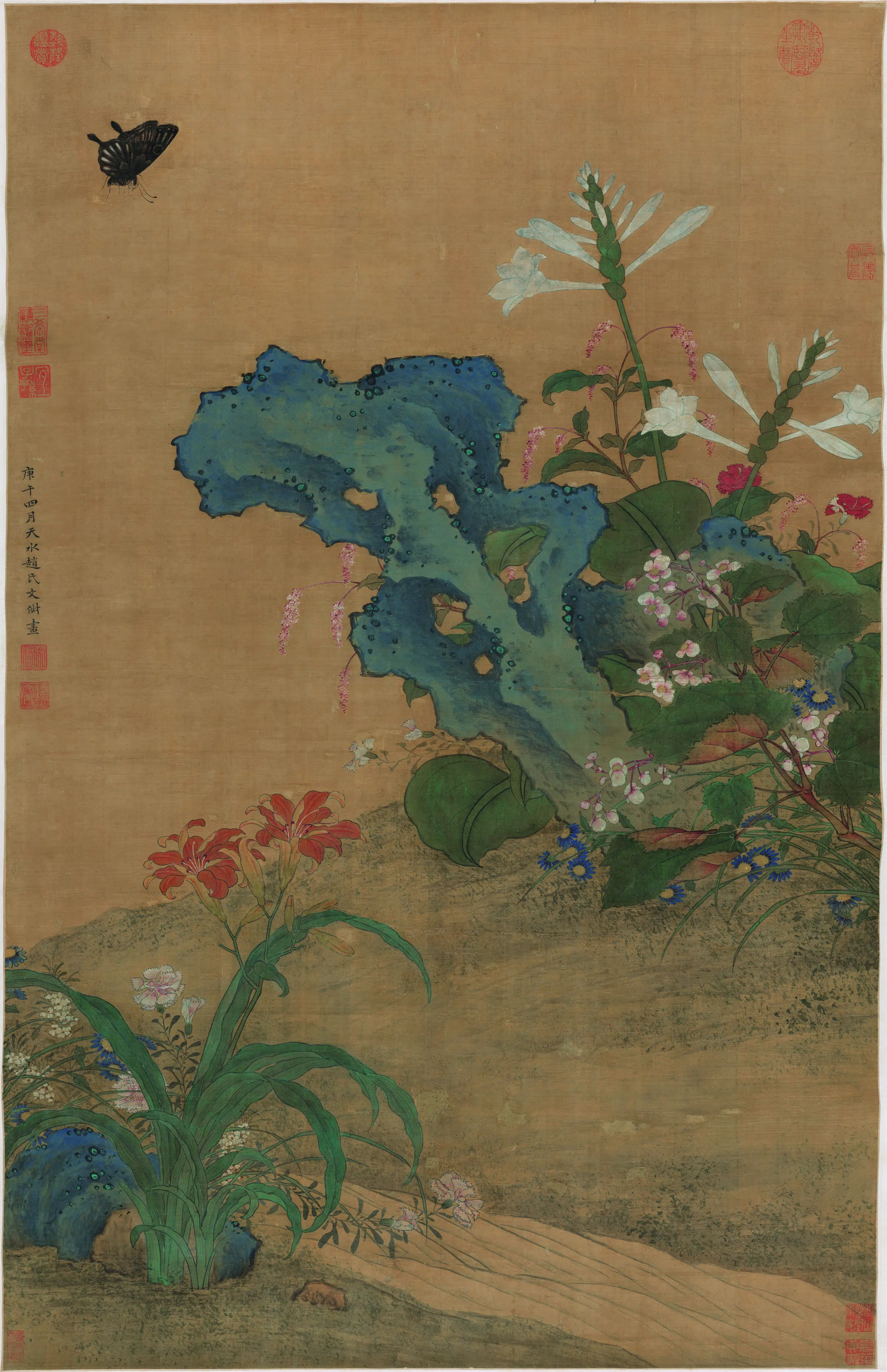 清代【汪中】《秋花蛱蝶图绢本》 第1张 清代【汪中】《秋花蛱蝶图绢本》 第1张