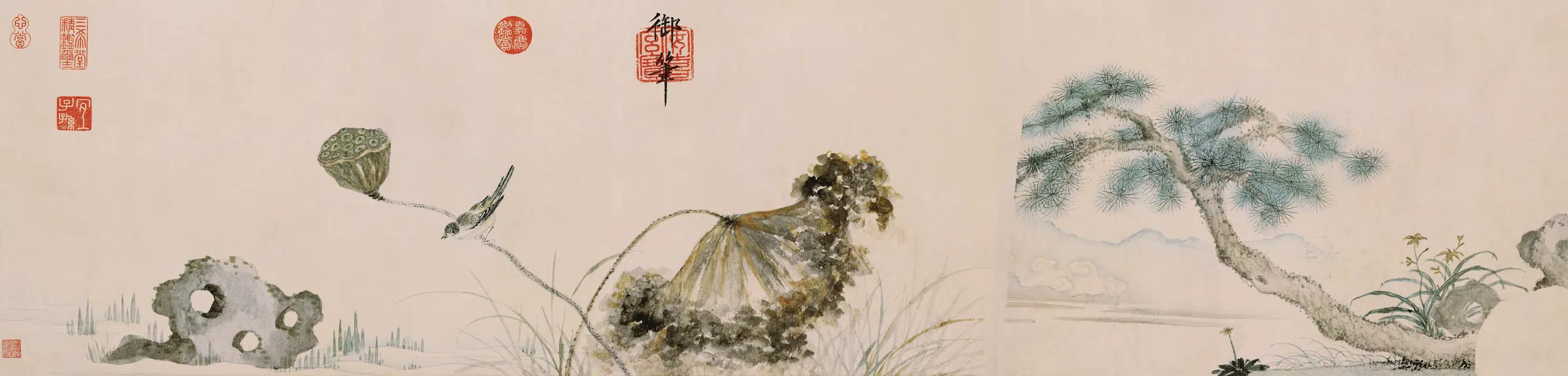 明朝【朱瞻基】《莲浦松荫图纸本》