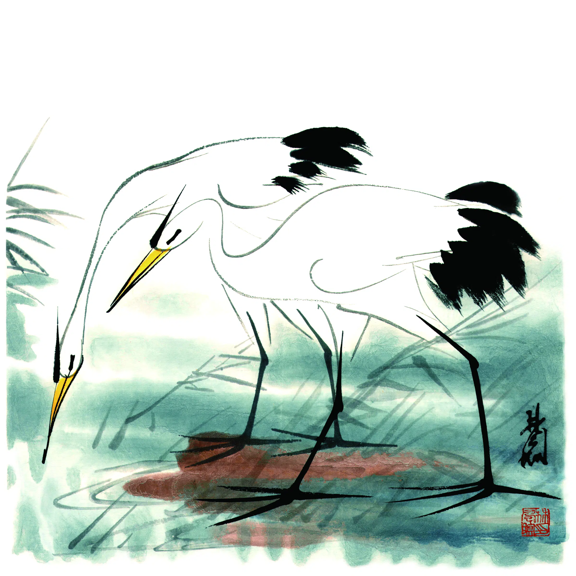 近现代【林凤眠】《双鹤》