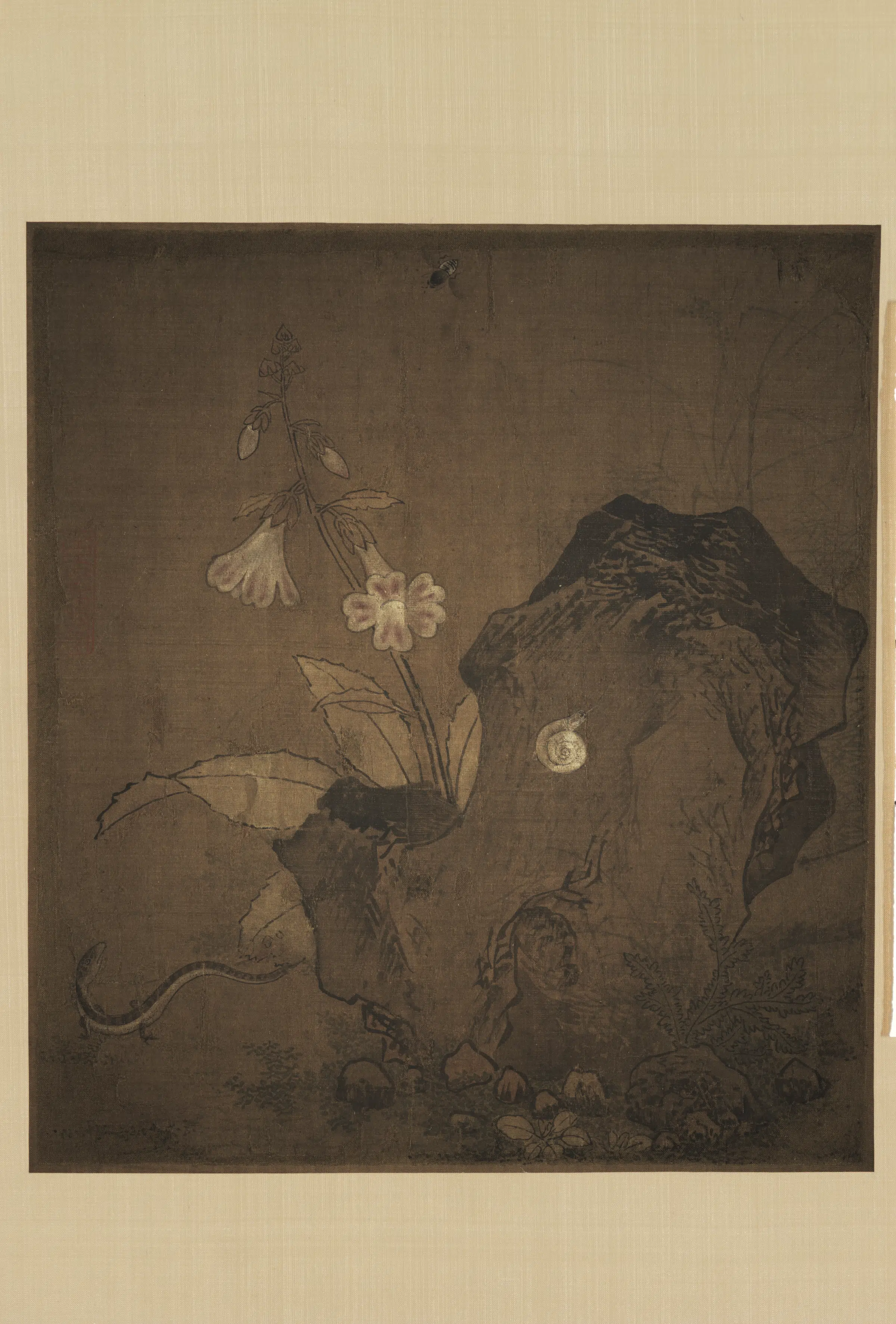 宋朝【佚名】《花石草虫图(绢本)》