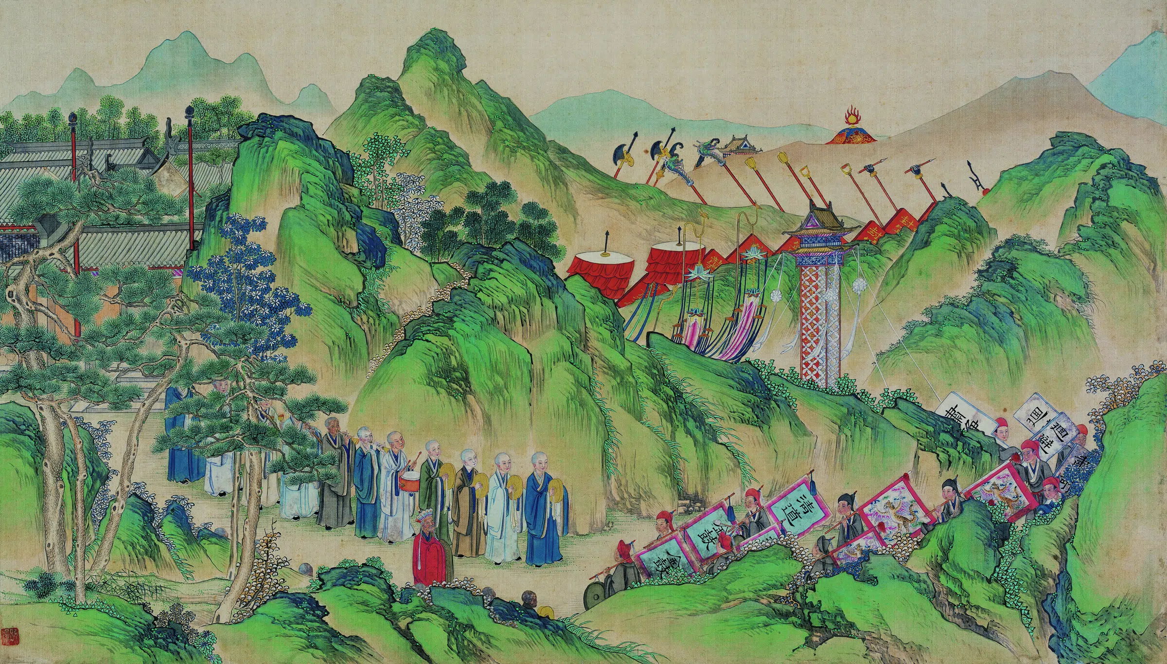 【孙温】《红楼梦图册第二版高清-15铁槛寺众僧迎灵柩》 第1张