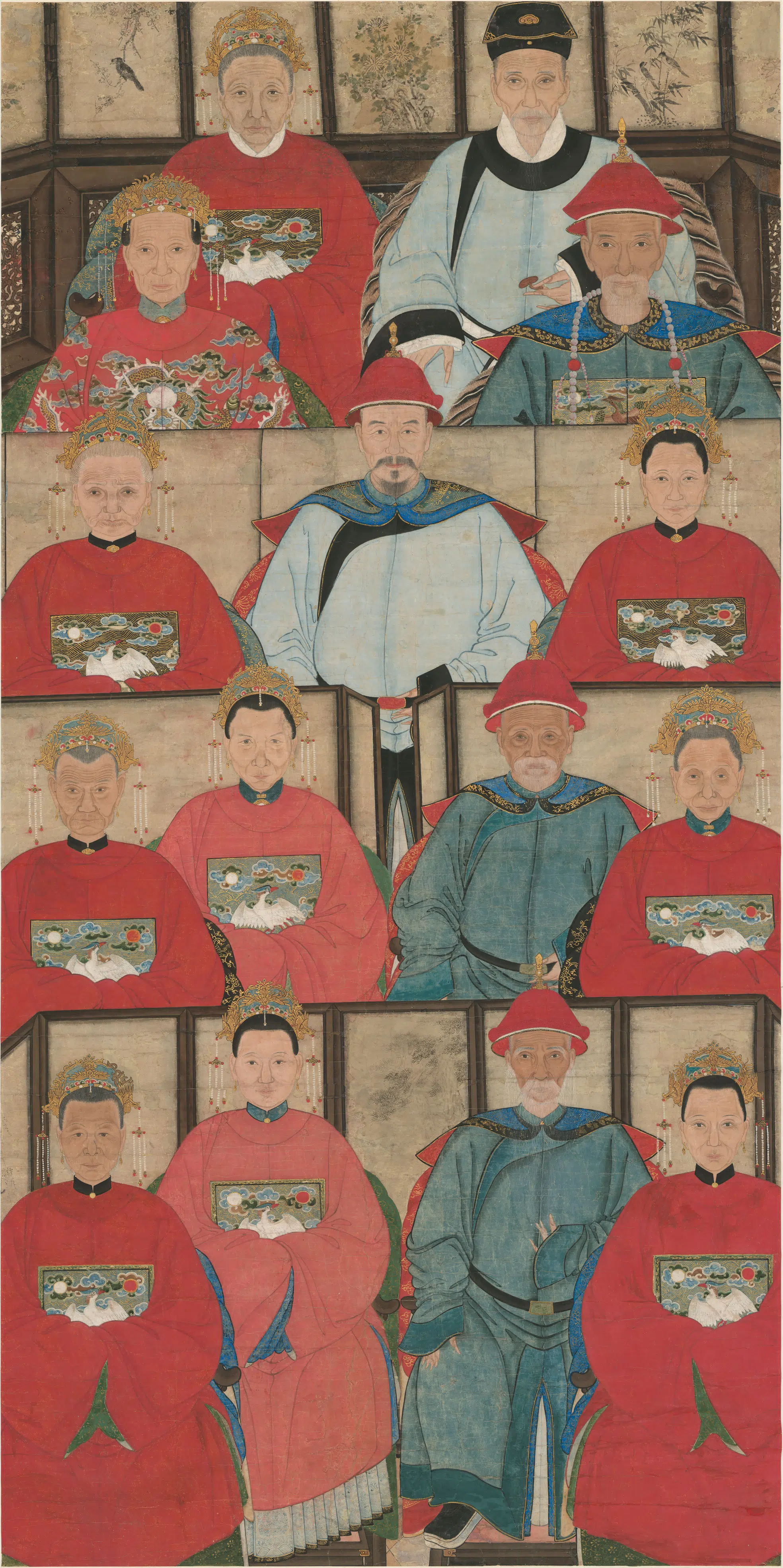 清代【佚名】《肖像画四代层屏官像轴》 第1张 清代【佚名】《肖像画四代层屏官像轴》 第1张