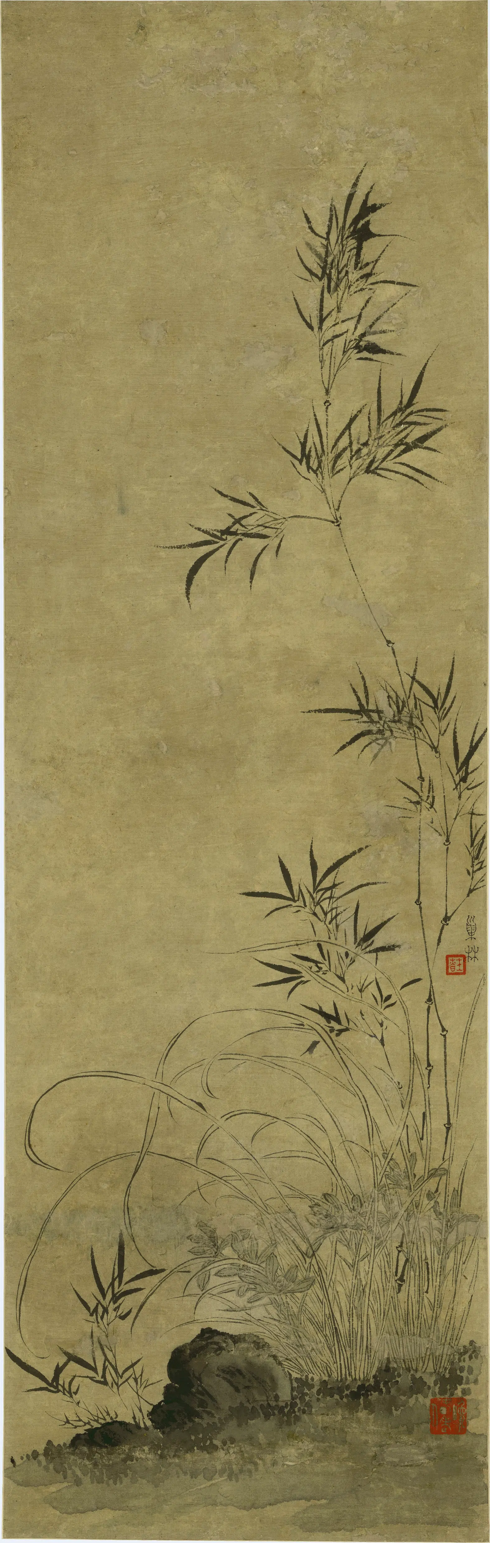 清代【汪士慎】《兰竹石图轴》