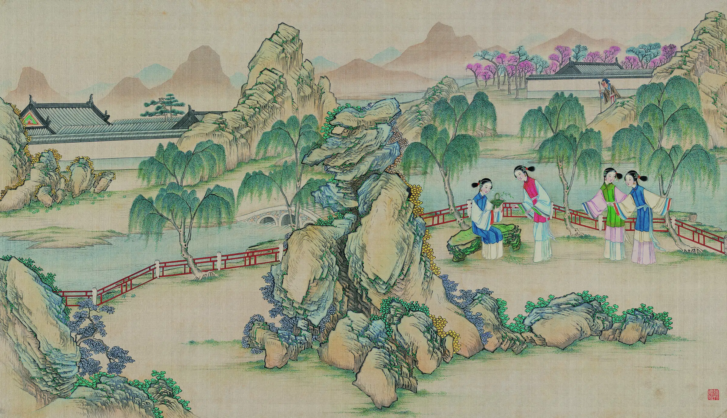 【孙温】《红楼梦图册第二版高清-59莺儿起硝路编花篮》 第1张