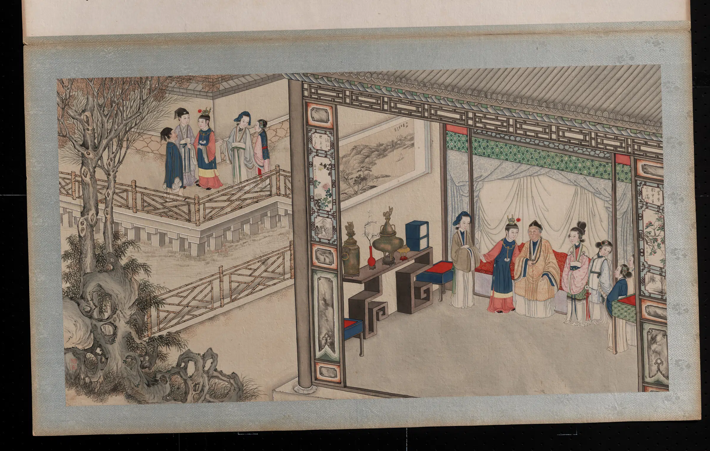 【孙温】《红楼梦画册第一版-宝凤回家称赞秦钟》