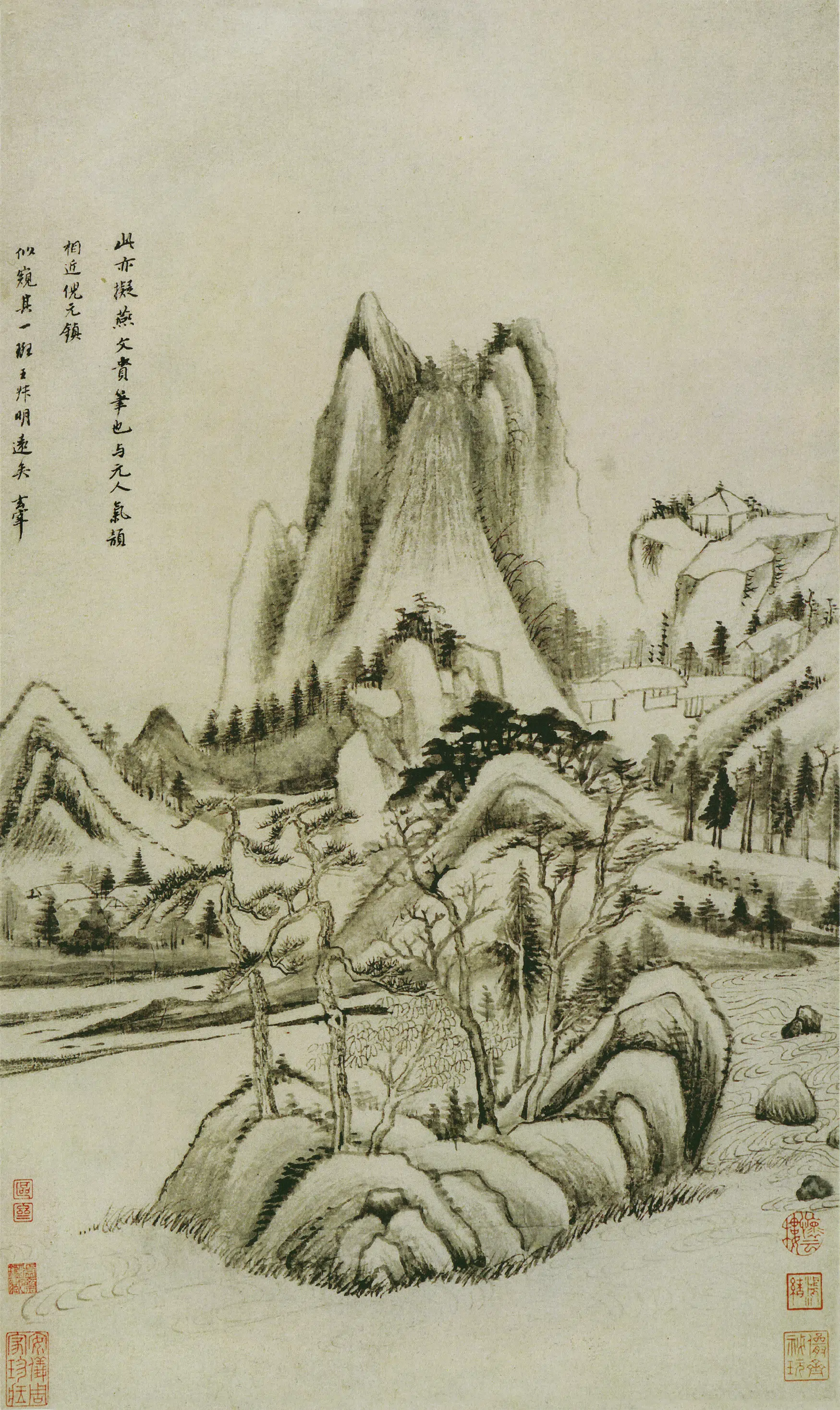 明朝【董其昌】《仿古山水册》 第9张 明朝【董其昌】《仿古山水册》 第9张