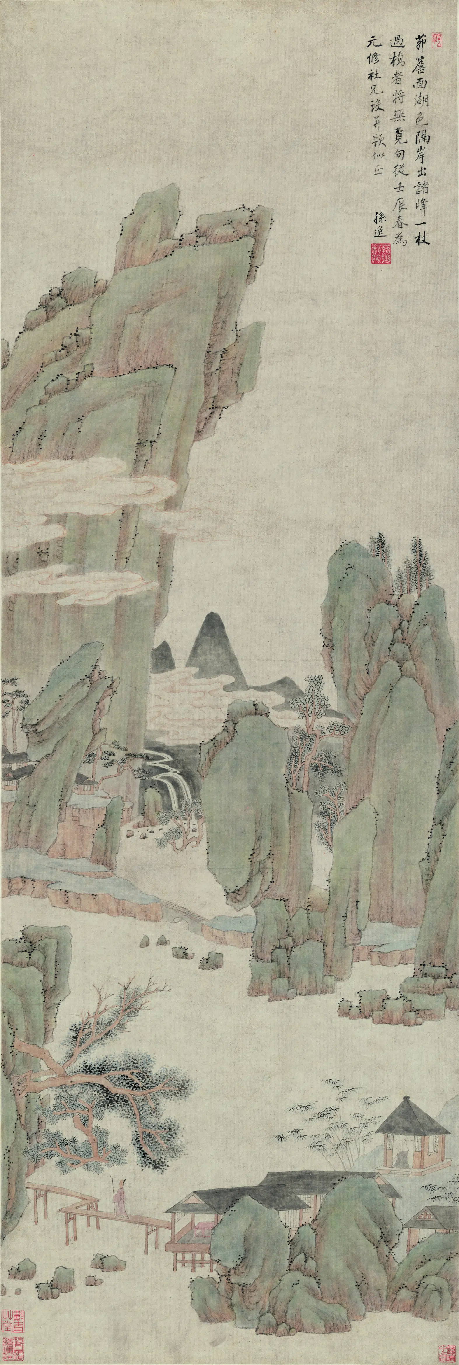清代【孙逸】《溪桥觅句图纸本》 第1张