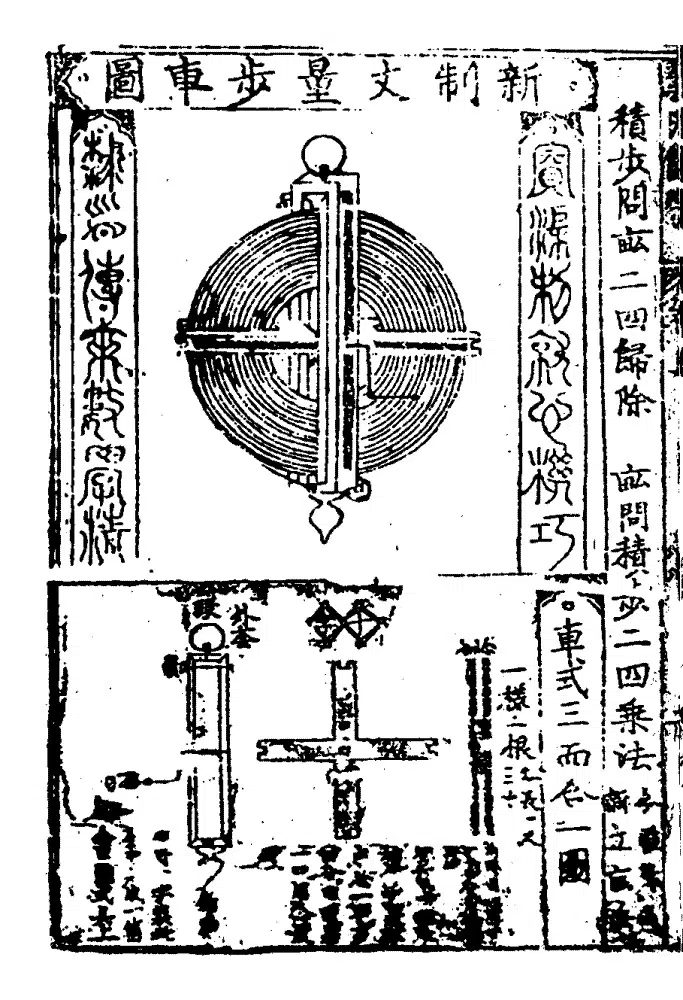明朝【程大位】《丈量步车图》 第1张