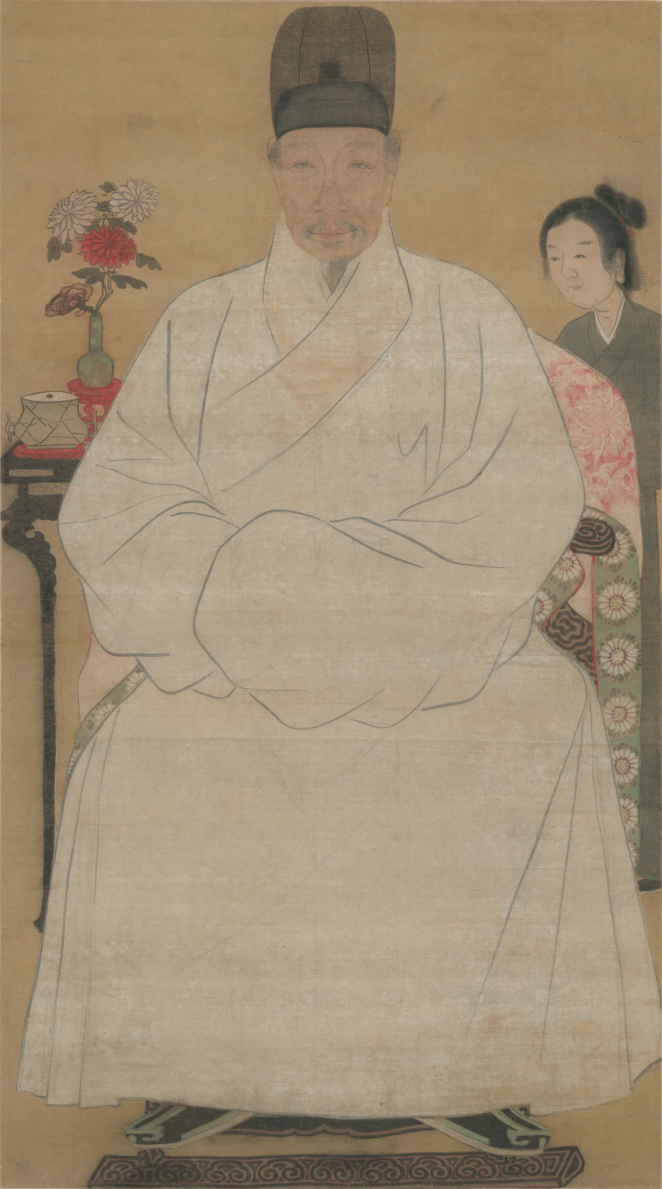 清代【佚名】《肖像画白色常服像轴》 第1张