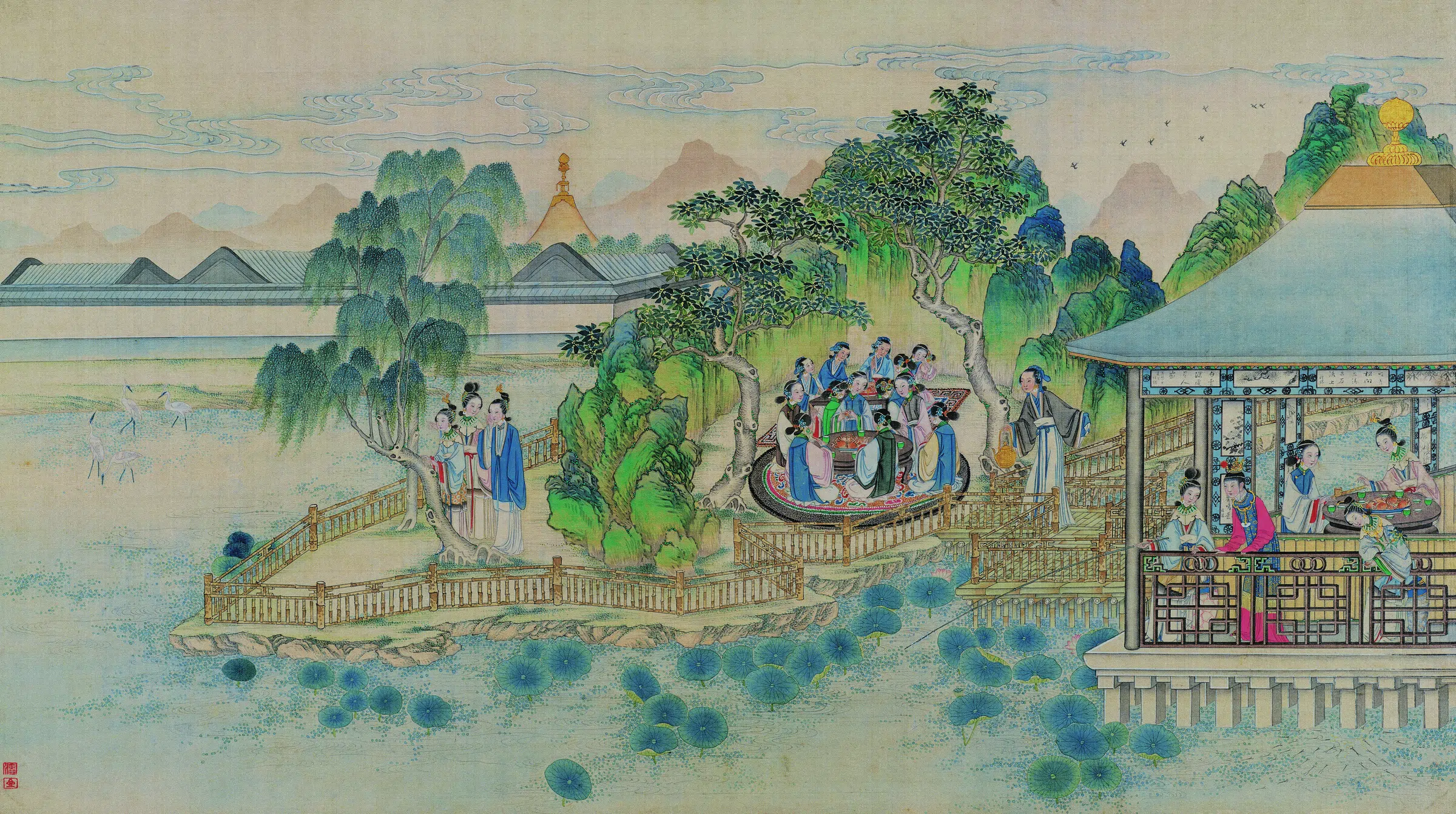 【孙温】《红楼梦图册第二版高清-38-39薛蘅芜调和螃蟹咏》 第1张